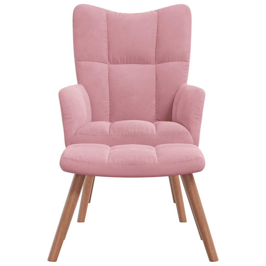 vidaXL Sillón de relax con taburete terciopelo rosa