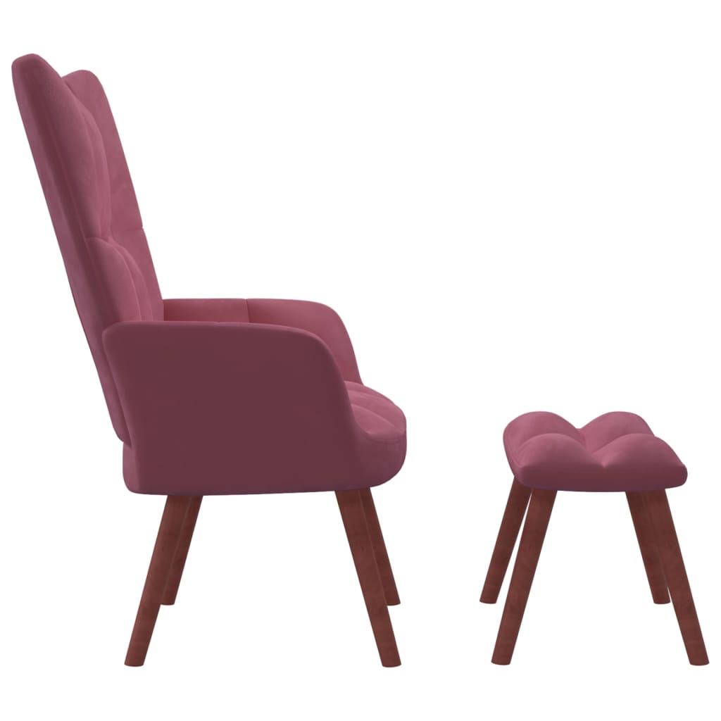 vidaXL Sillón de relax con taburete terciopelo rosa