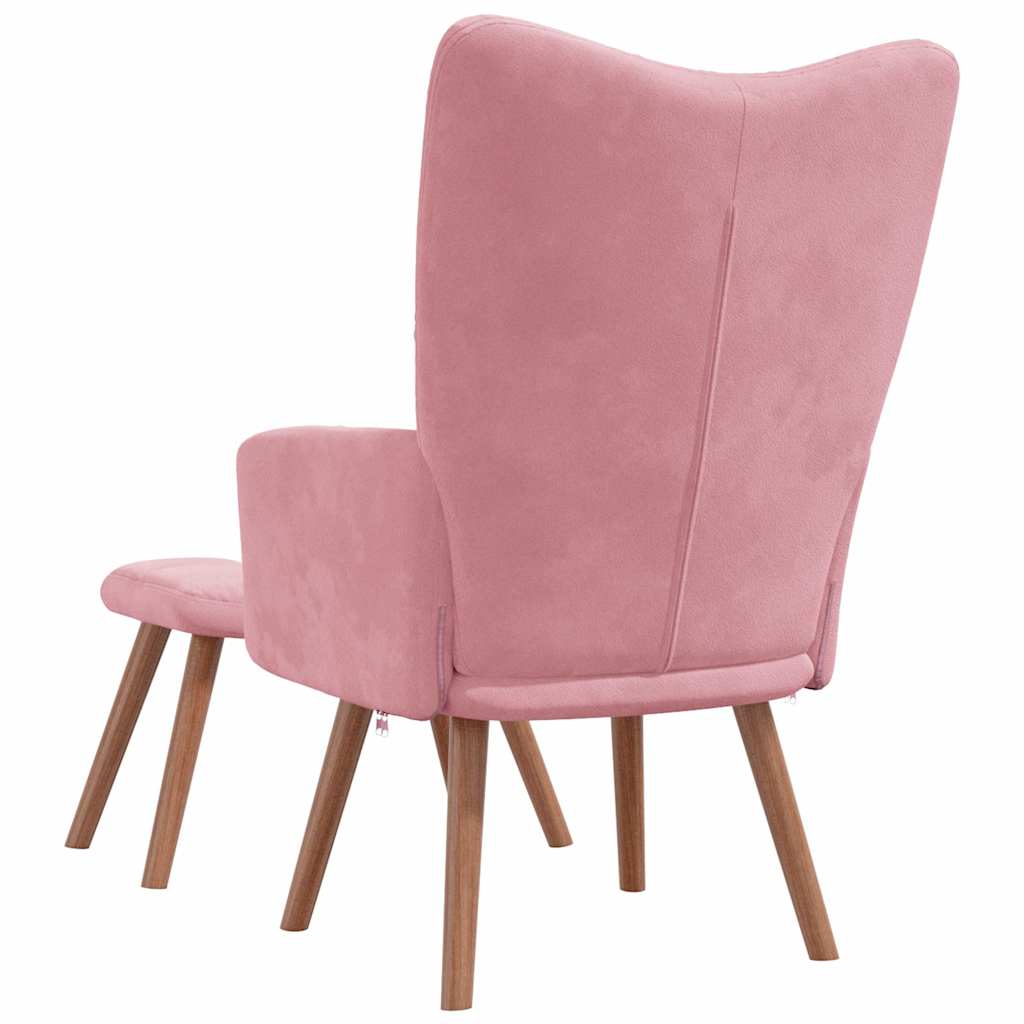 vidaXL Sillón de relax con taburete terciopelo rosa