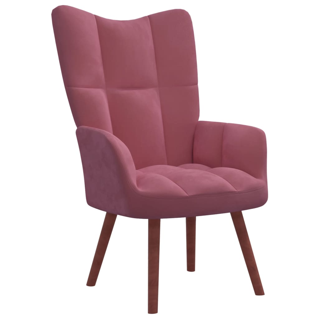 vidaXL Sillón de relax con taburete terciopelo rosa