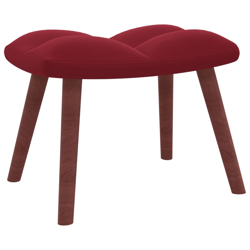 vidaXL Sillón de relax con taburete terciopelo rojo tinto