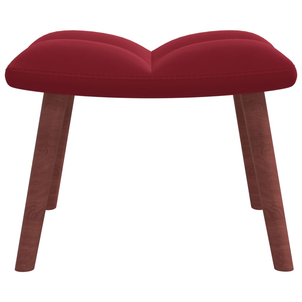 vidaXL Sillón de relax con taburete terciopelo rojo tinto