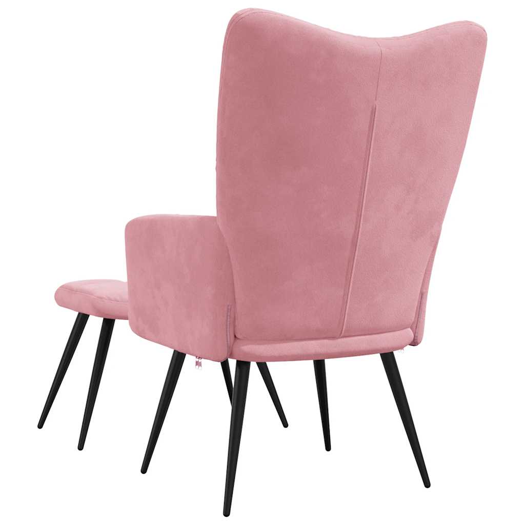 vidaXL Sillón de relax con taburete terciopelo rosa