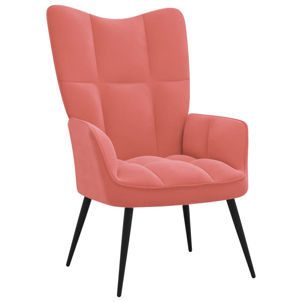 vidaXL Sillón de relax con taburete terciopelo rosa