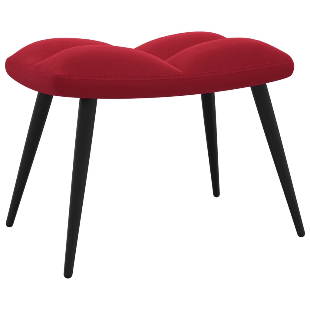 vidaXL Sillón de relax con taburete terciopelo rojo tinto