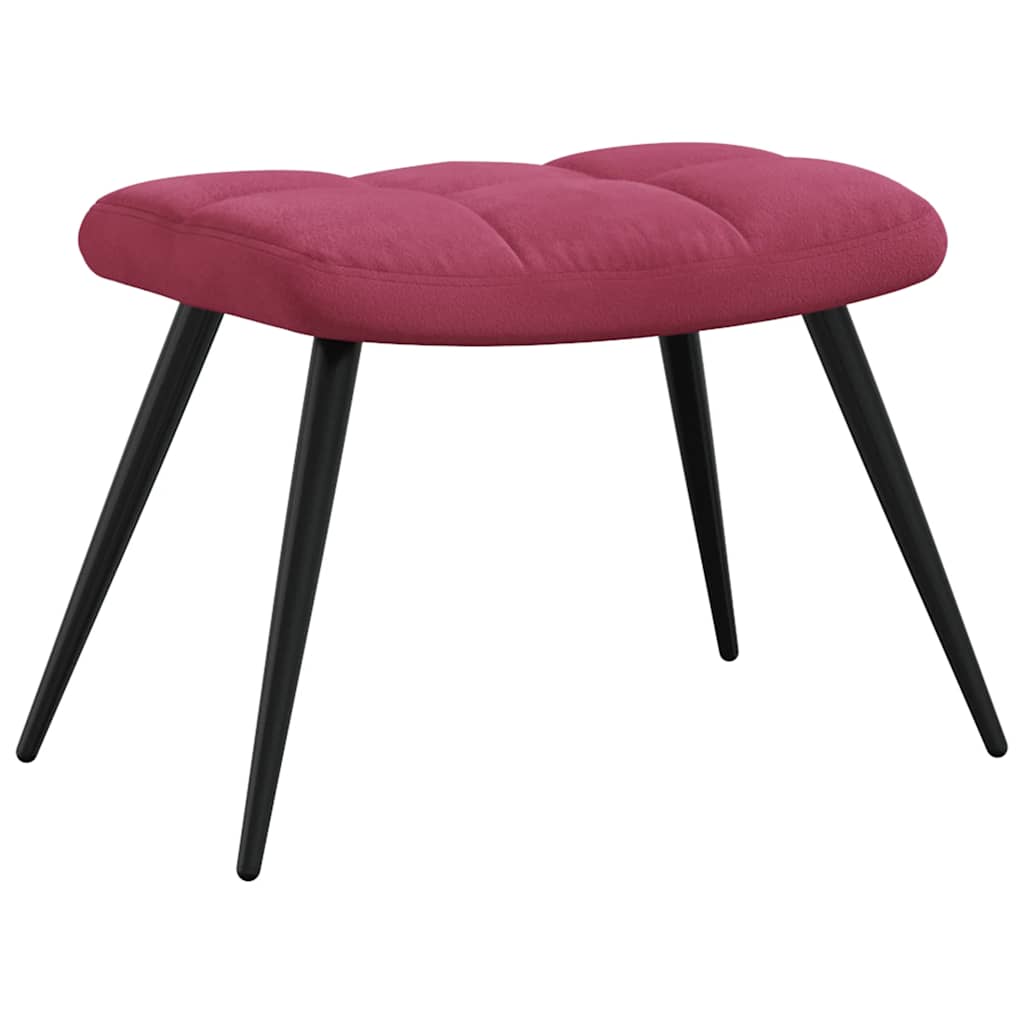 vidaXL Sillón de relax con taburete terciopelo rojo tinto