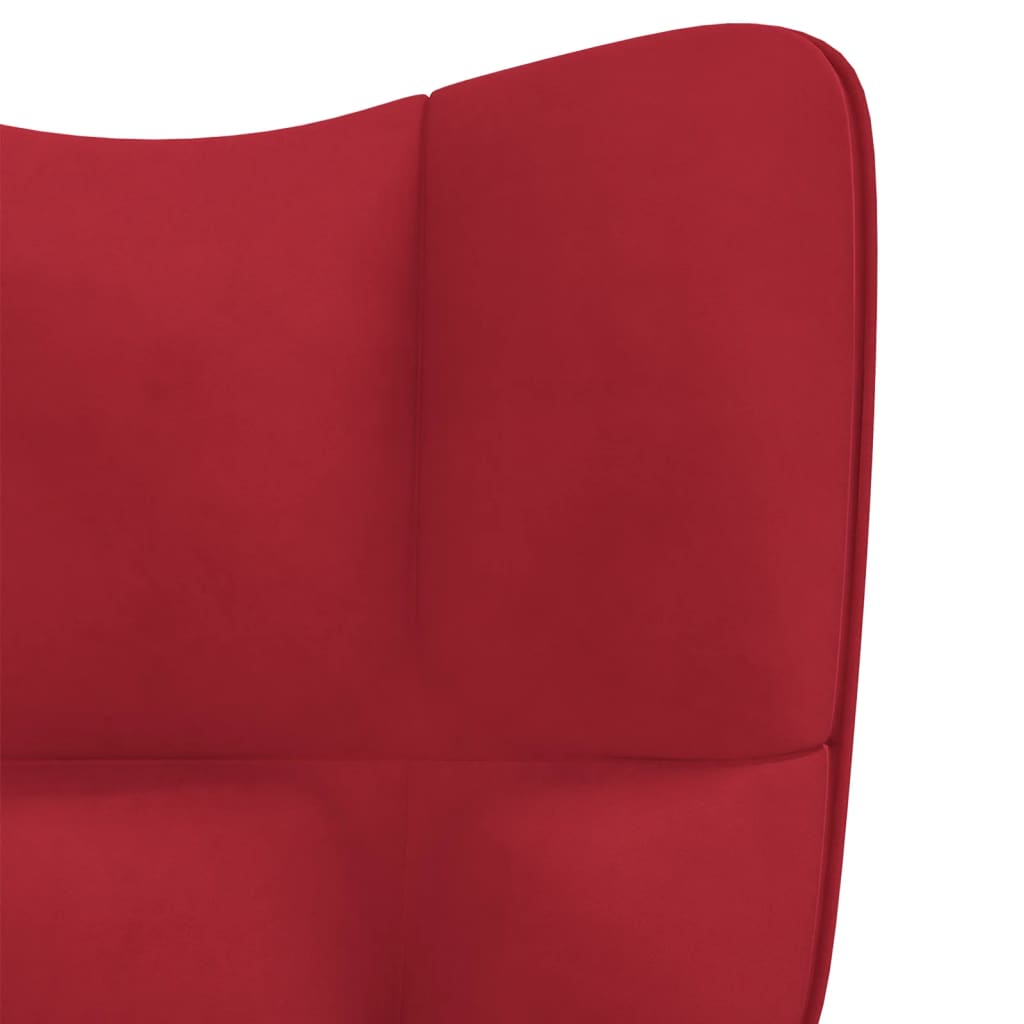 vidaXL Sillón de relax con taburete terciopelo rojo tinto