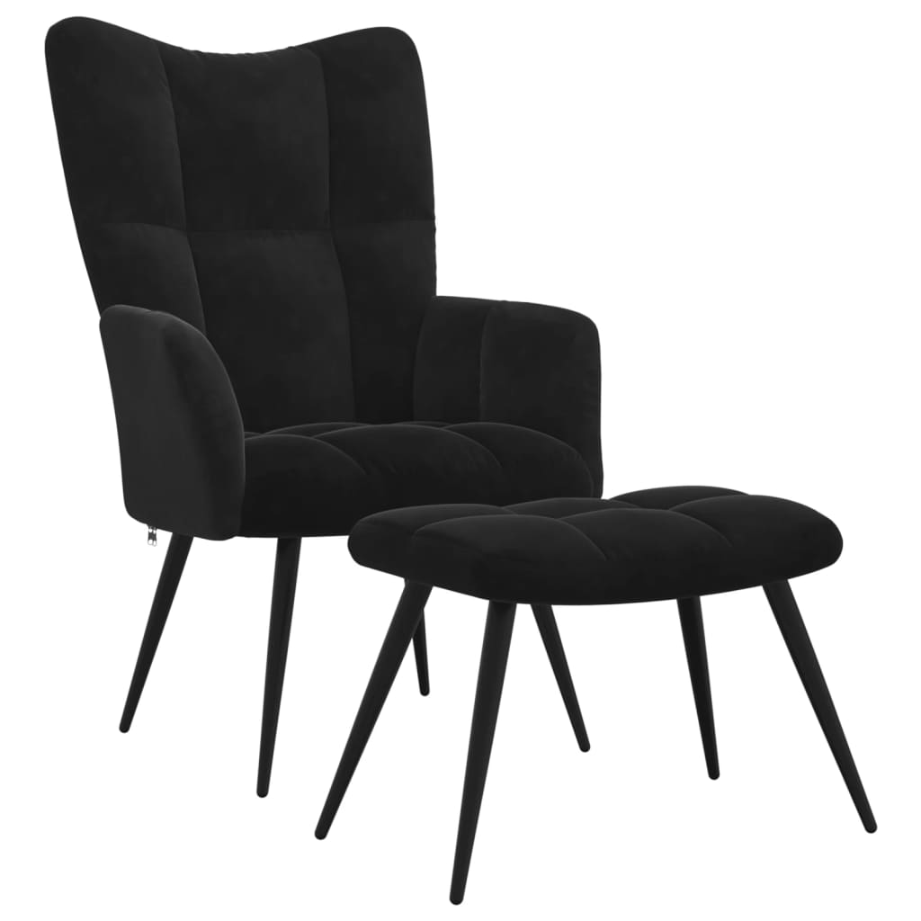 vidaXL Sillón de relax con taburete terciopelo negro