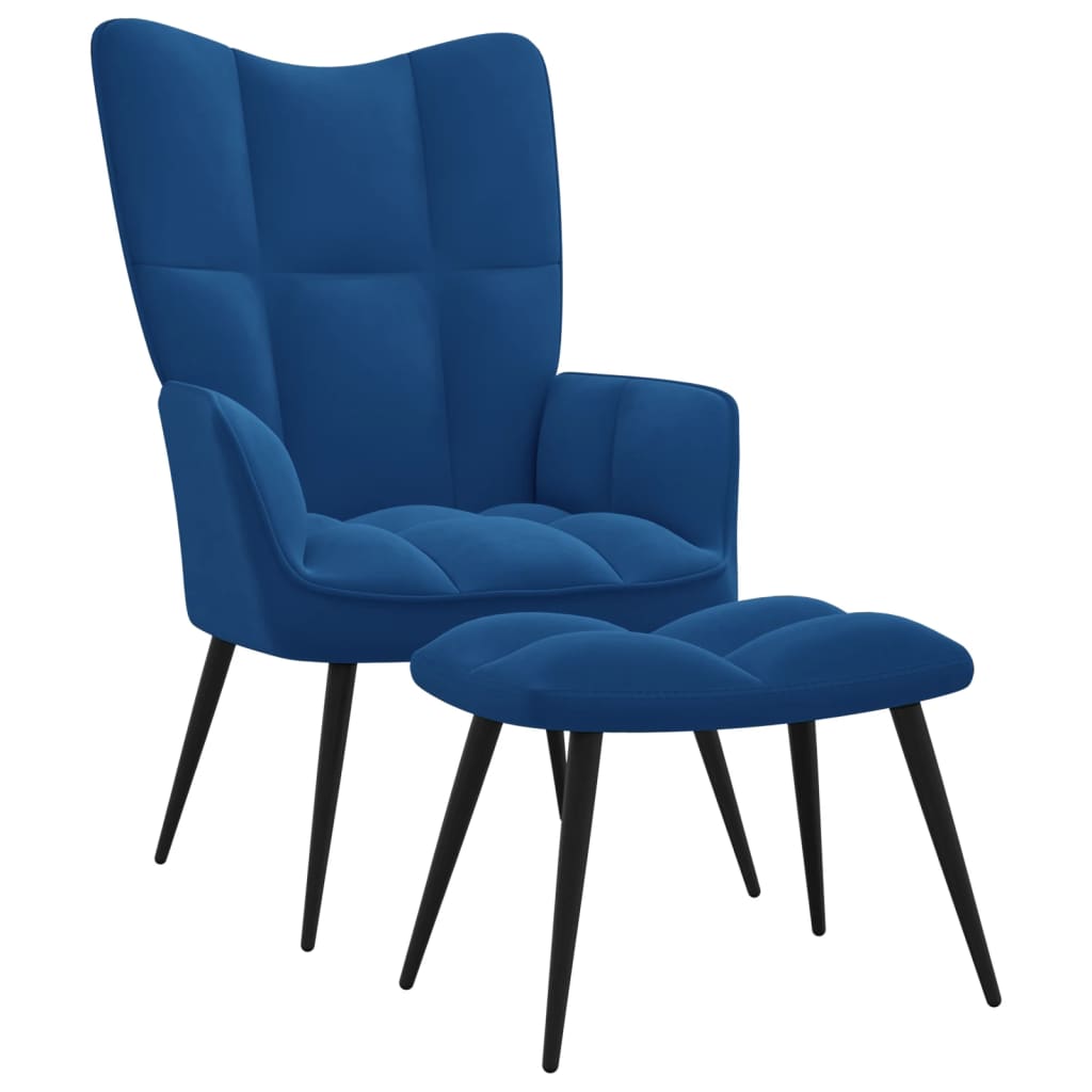 vidaXL Sillón de relax con taburete terciopelo azul