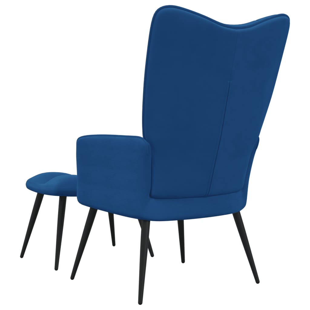 vidaXL Sillón de relax con taburete terciopelo azul