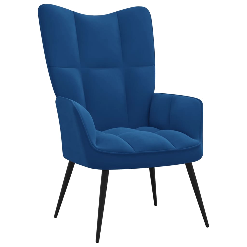 vidaXL Sillón de relax con taburete terciopelo azul