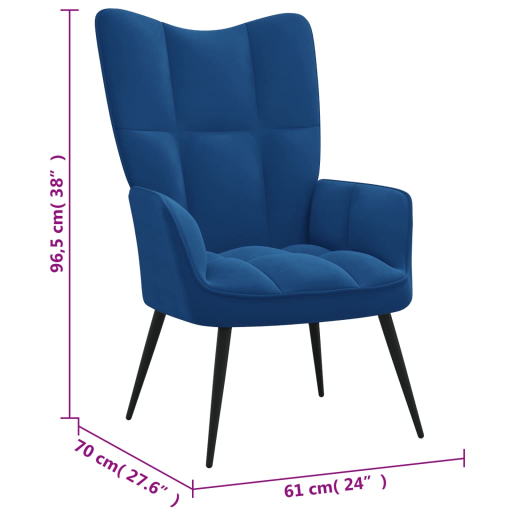 vidaXL Sillón de relax con taburete terciopelo azul