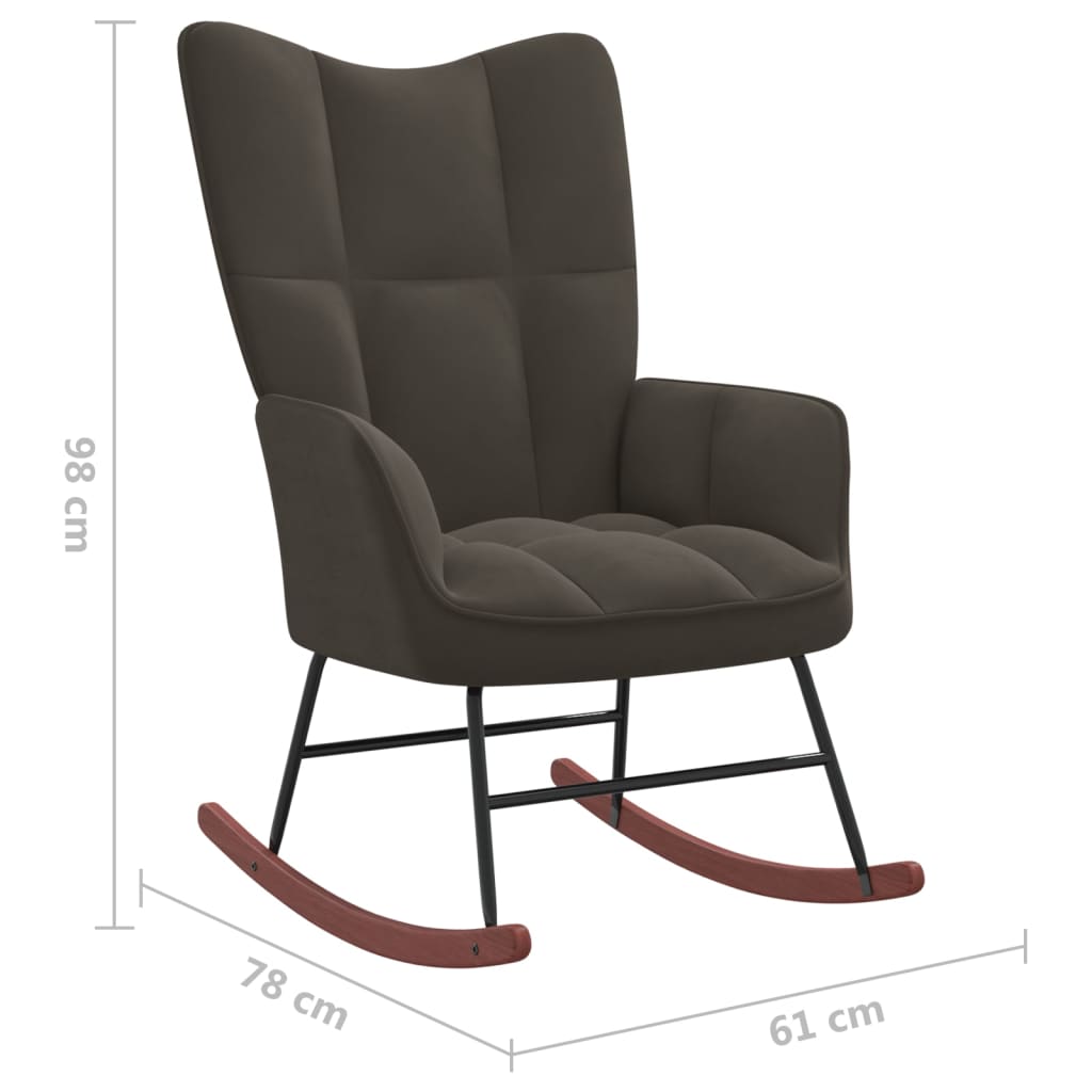 vidaXL Silla mecedora de terciopelo gris oscuro