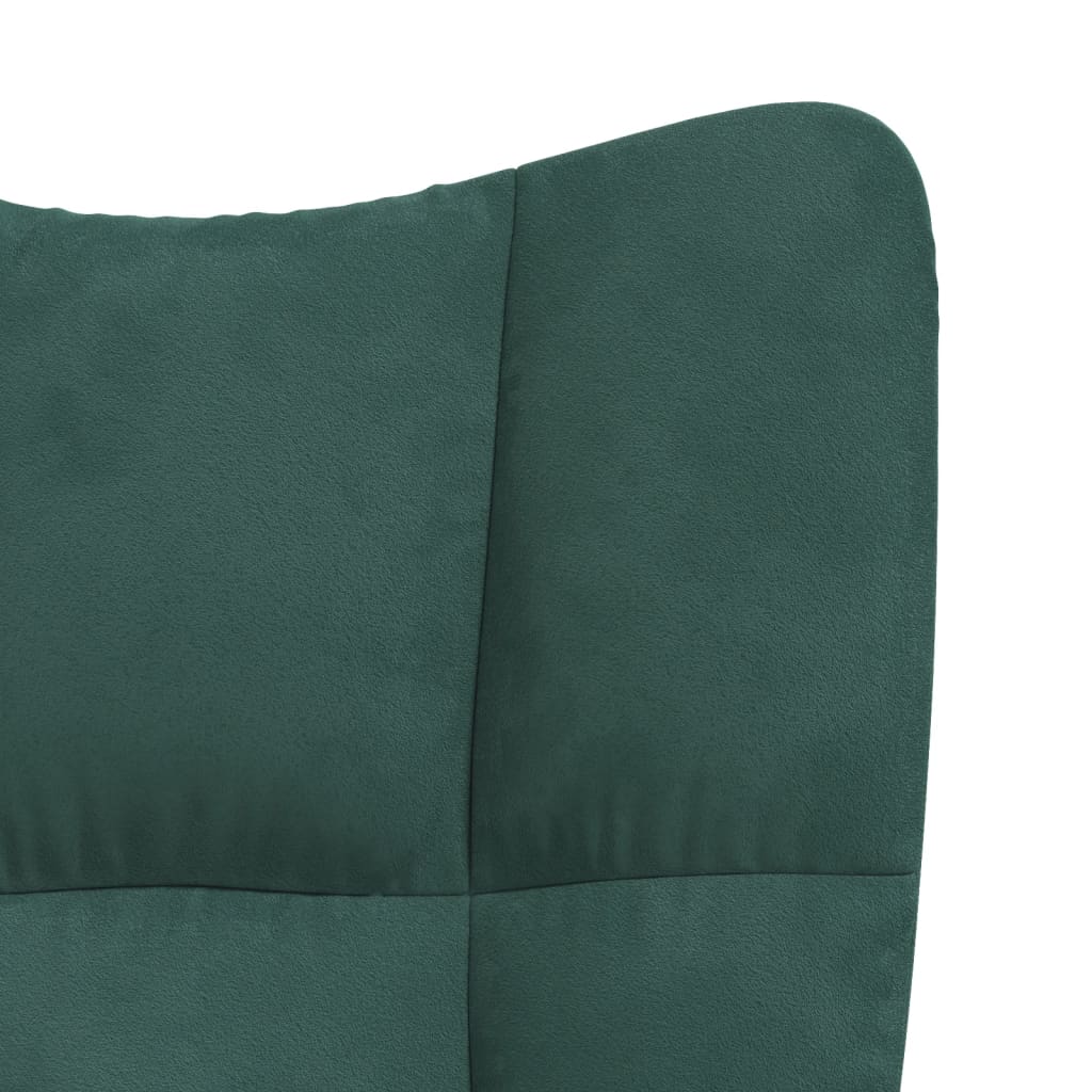 vidaXL Silla mecedora de terciopelo verde oscuro