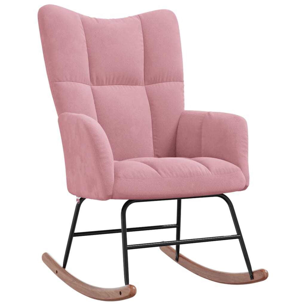 vidaXL Silla mecedora de terciopelo rosa