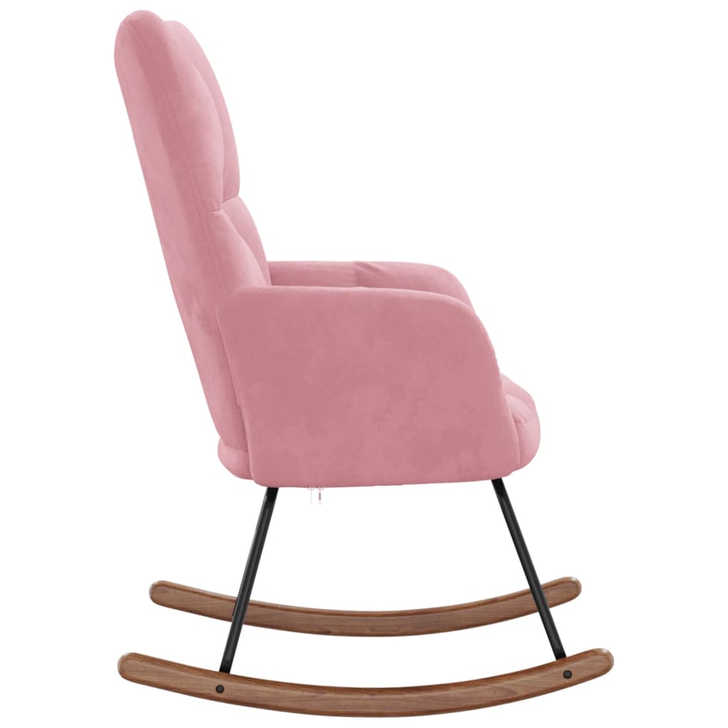 vidaXL Silla mecedora de terciopelo rosa