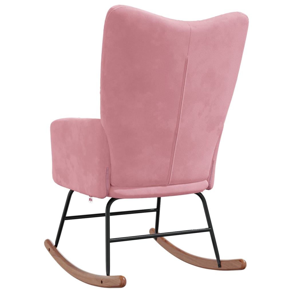 vidaXL Silla mecedora de terciopelo rosa