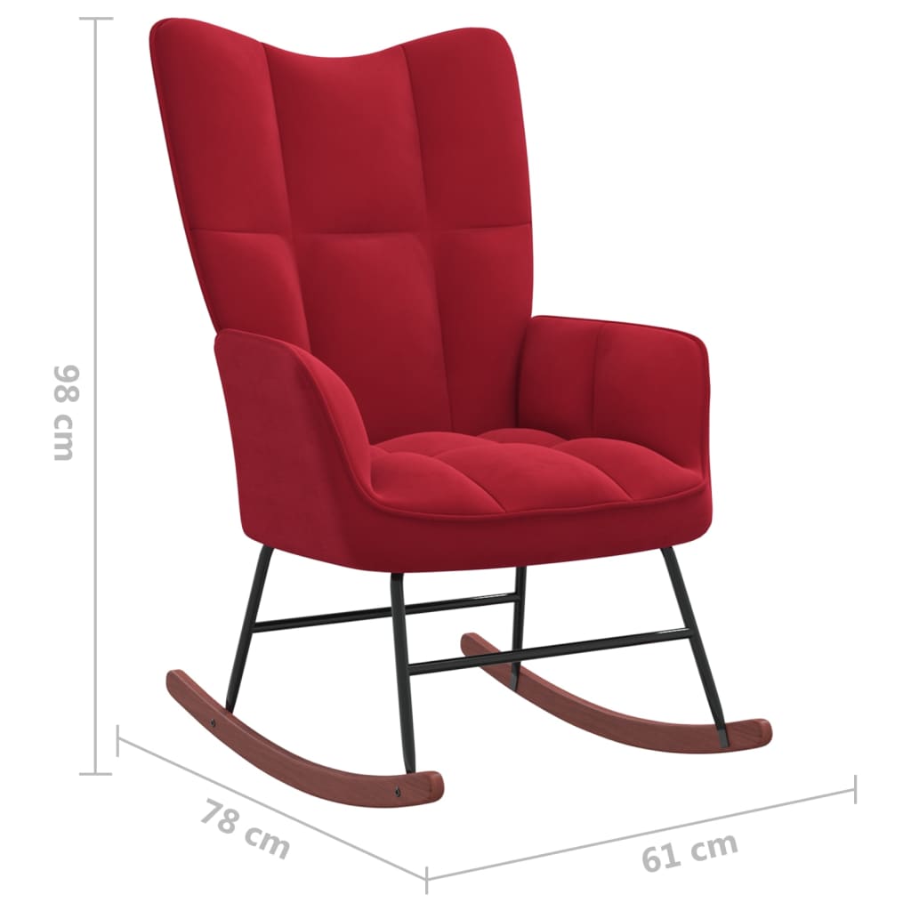 vidaXL Silla mecedora de terciopelo rojo vino tinto