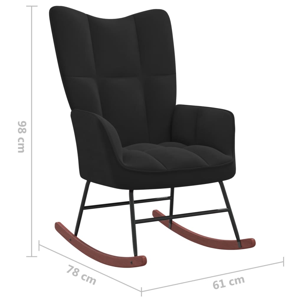 vidaXL Silla mecedora de terciopelo negro