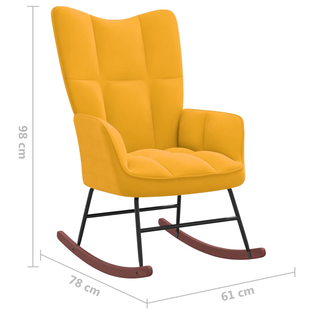 vidaXL Silla mecedora de terciopelo amarillo mostaza