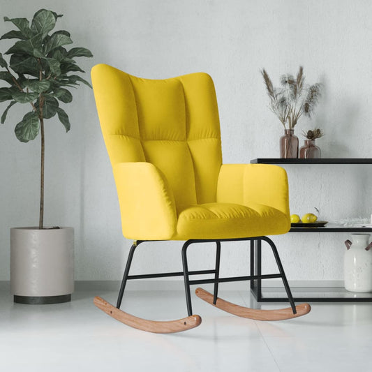 vidaXL Silla mecedora de terciopelo amarillo mostaza