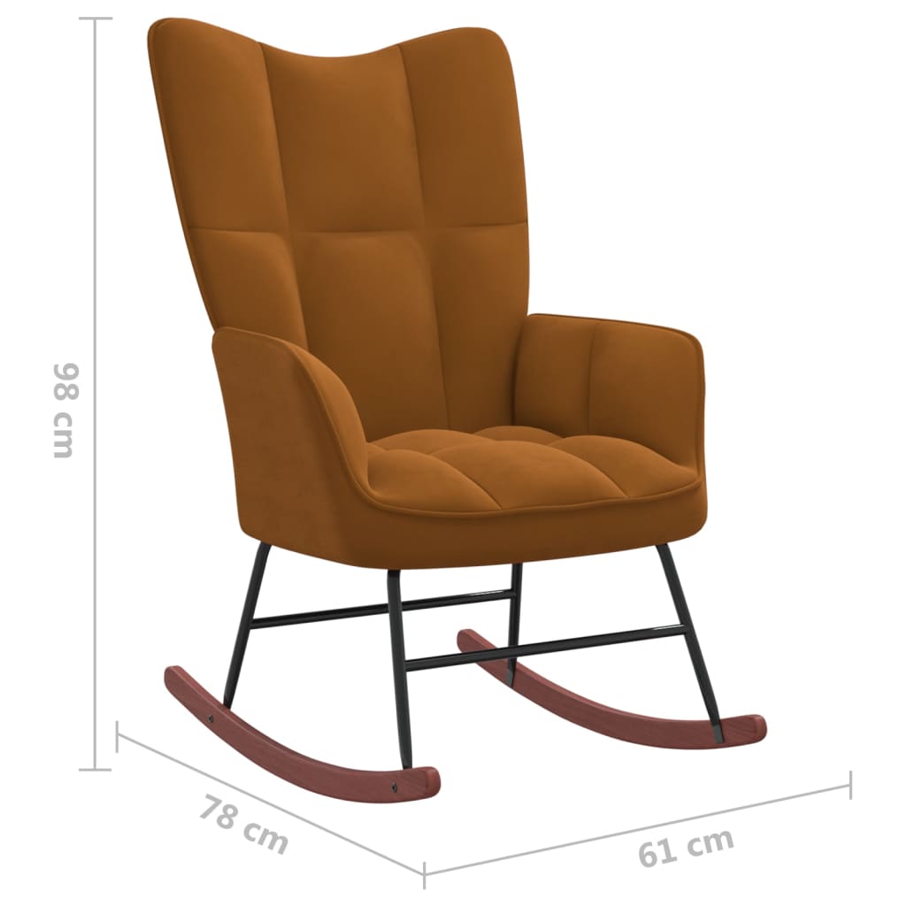 vidaXL Silla mecedora con reposapiés terciopelo marrón