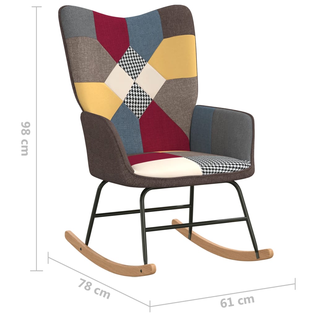 vidaXL Silla mecedora de tela Patchwork