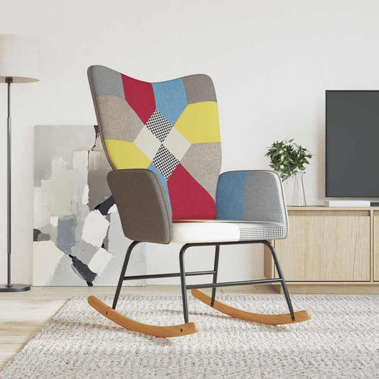 vidaXL Silla mecedora de tela Patchwork