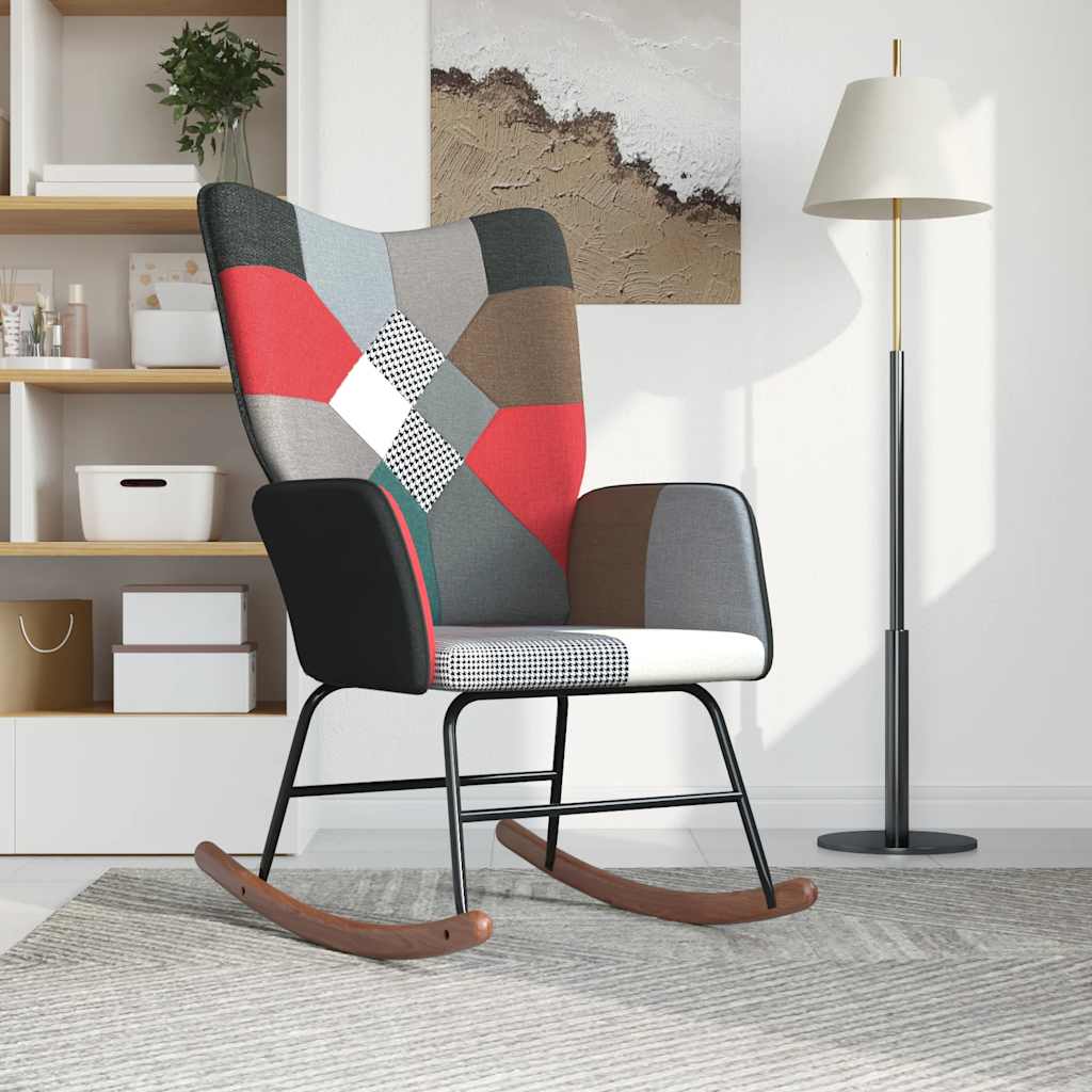 vidaXL Silla mecedora de tela patchwork