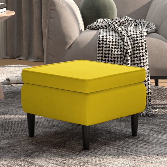 vidaXL Taburete con patas de madera terciopelo amarillo