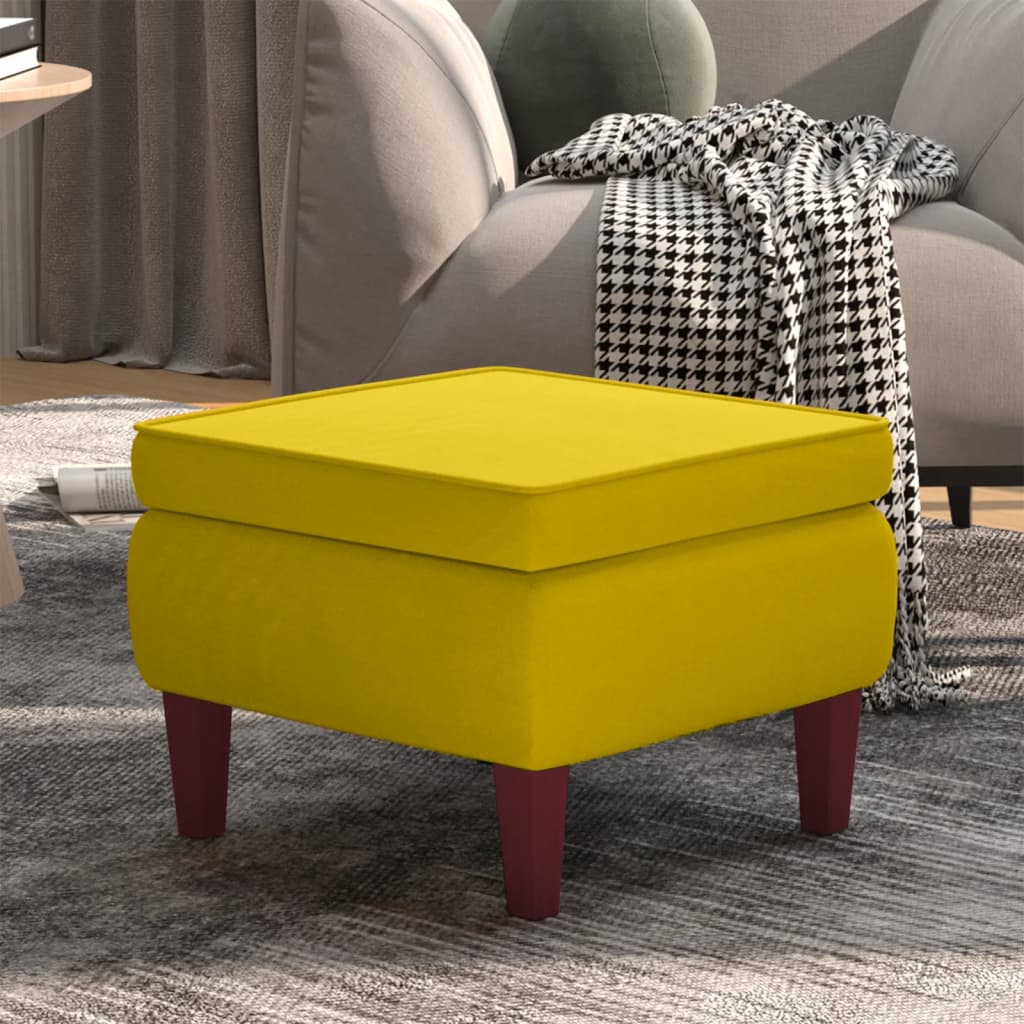 vidaXL Taburete con patas de madera terciopelo amarillo