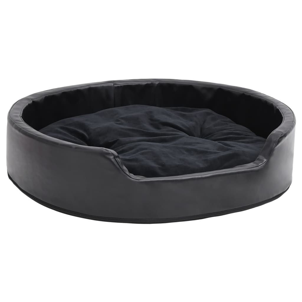 vidaXL Cama para perros felpa y cuero sintético negra 79x70x19 cm