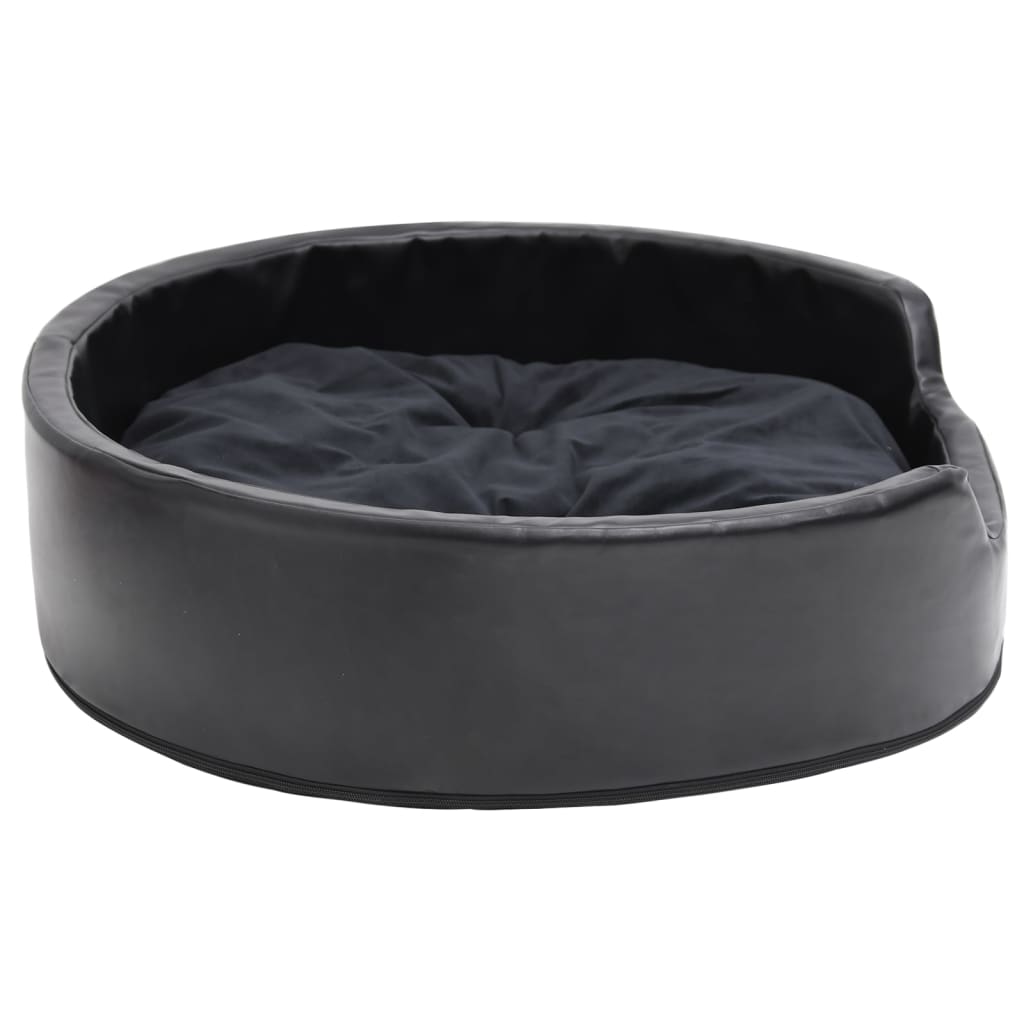 vidaXL Cama para perros felpa y cuero sintético negra 79x70x19 cm