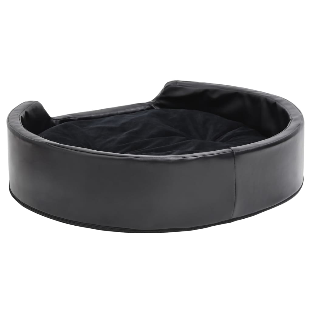 vidaXL Cama para perros felpa y cuero sintético negra 79x70x19 cm