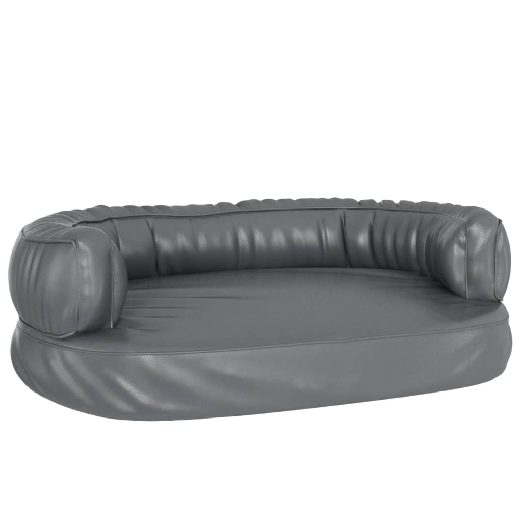 vidaXL Cama para perros de espuma cuero sintético gris 60x42 cm