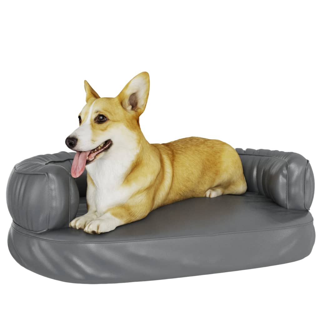 vidaXL Cama para perros de espuma cuero sintético gris 60x42 cm