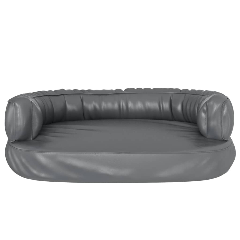 vidaXL Cama para perros de espuma cuero sintético gris 60x42 cm