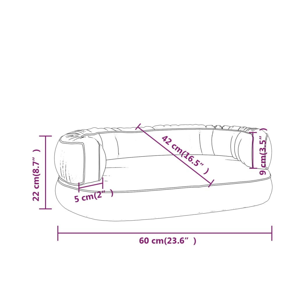 vidaXL Cama para perros de espuma cuero sintético gris 60x42 cm