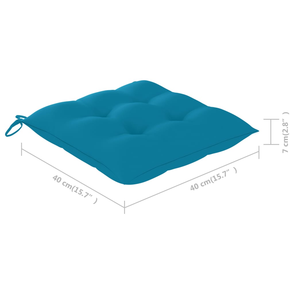 vidaXL Sillas de jardín 8 uds madera maciza de teca cojines azul claro