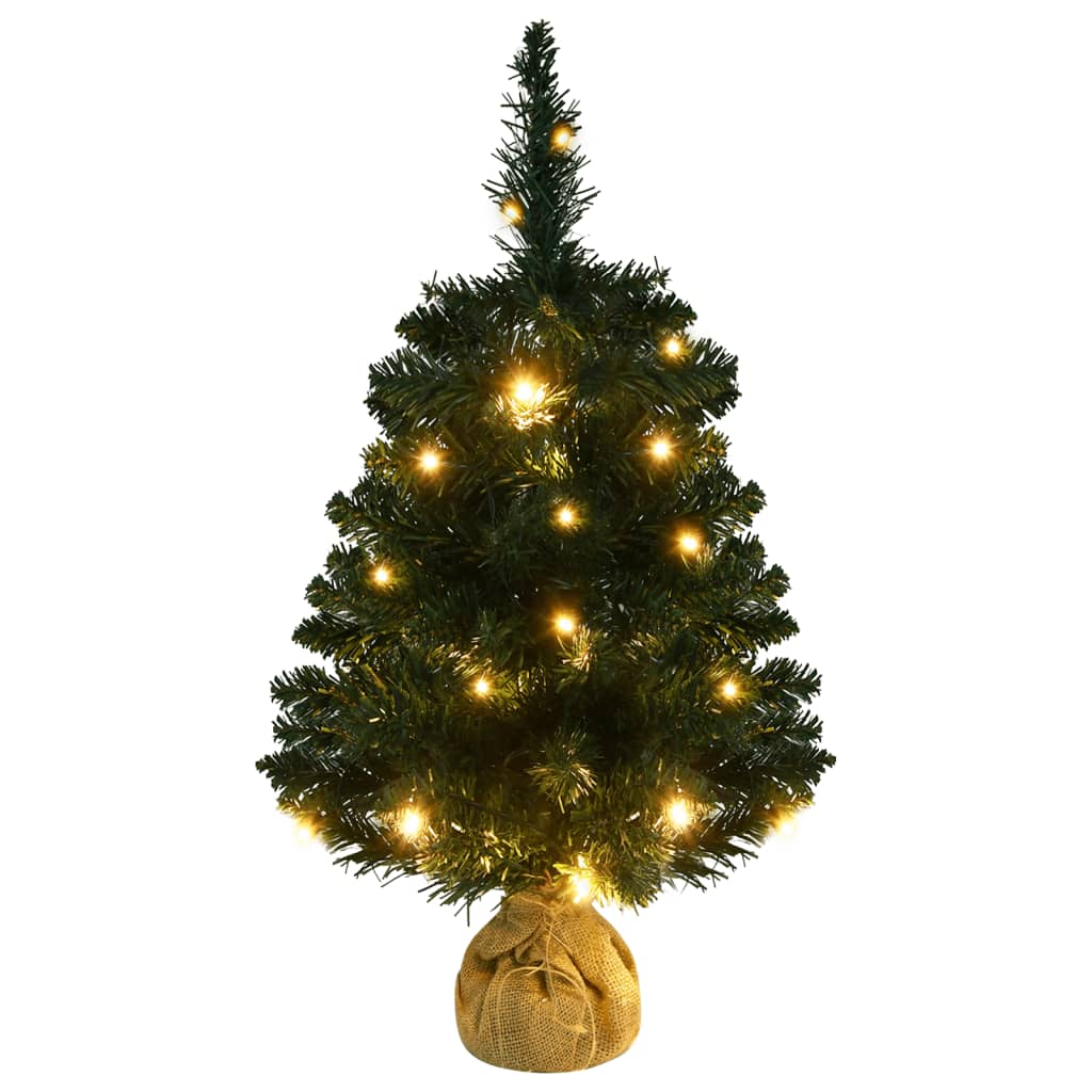 vidaXL Árbol de Navidad preiluminado con luces y soporte verde 60 cm