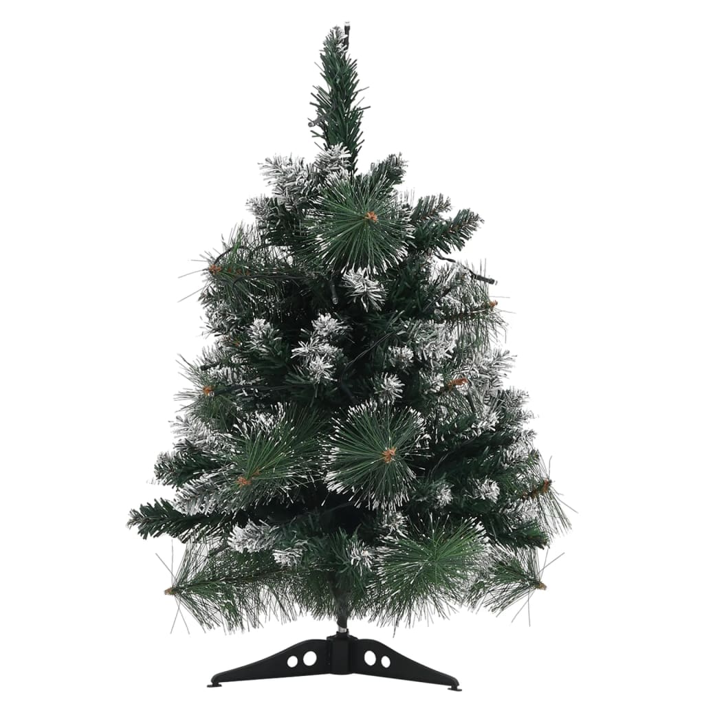 vidaXL Árbol de Navidad preiluminado con luces y soporte verde 60 cm