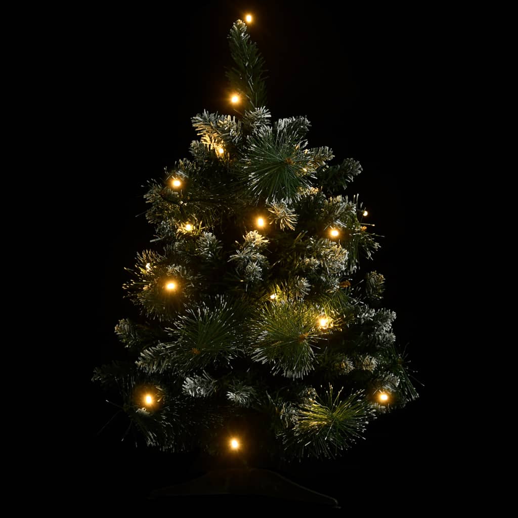 vidaXL Árbol de Navidad preiluminado con luces y soporte verde 60 cm