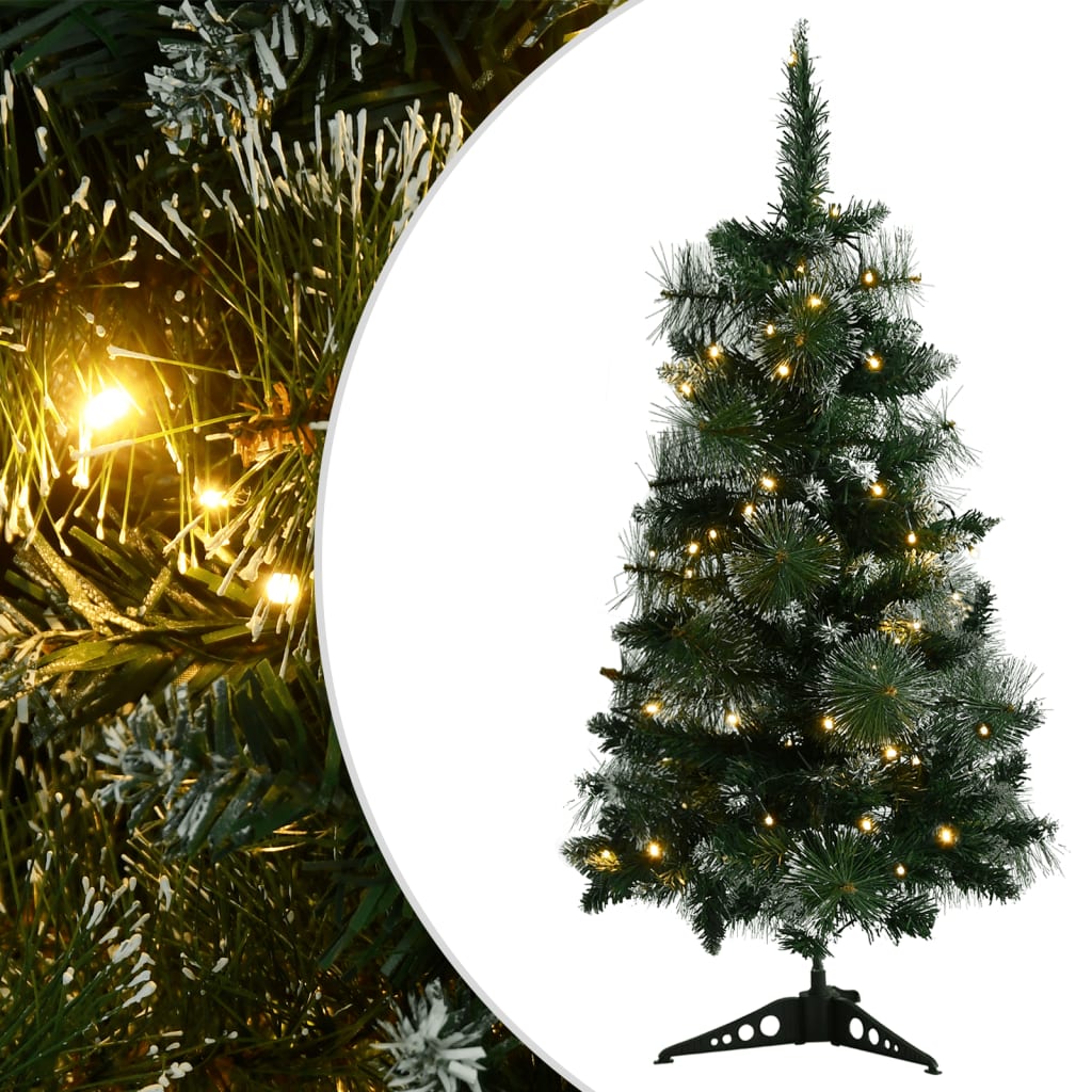 vidaXL Árbol de Navidad preiluminado con luces y soporte verde 90 cm