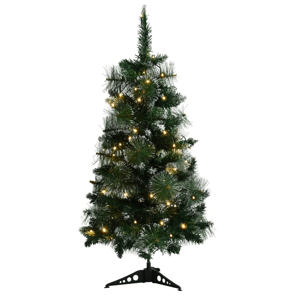 vidaXL Árbol de Navidad preiluminado con luces y soporte verde 90 cm