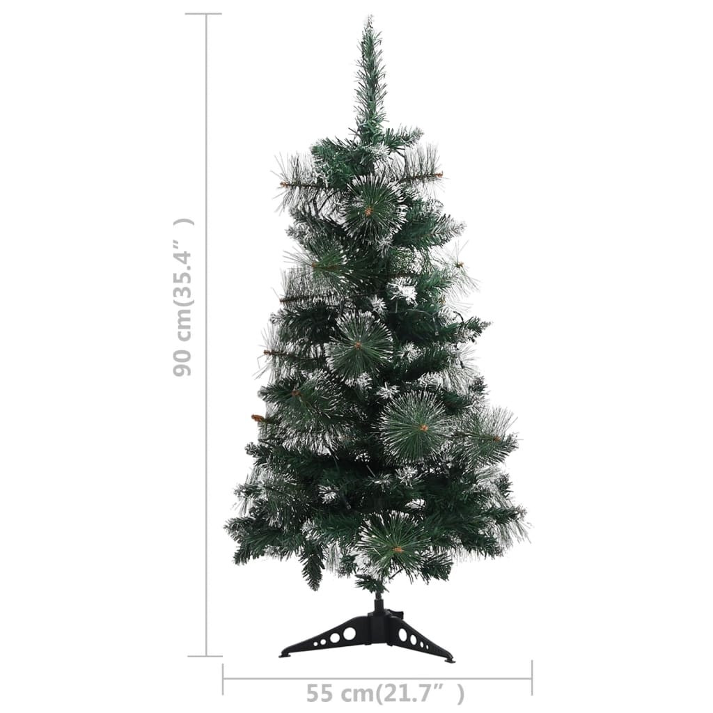 vidaXL Árbol de Navidad preiluminado con luces y soporte verde 90 cm