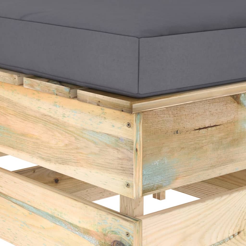 vidaXL Muebles de jardín 3 piezas con cojines madera impregnada verde