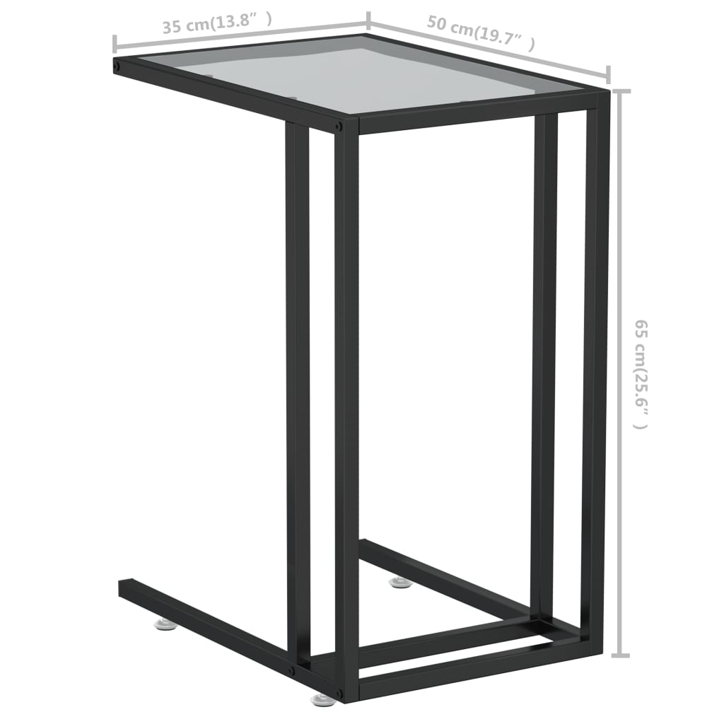 vidaXL Mesa auxiliar de ordenador vidrio transparente 50x35x65 cm