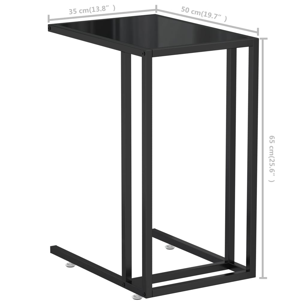 vidaXL Mesa auxiliar de ordenador vidrio transparente negro 50x35x65cm