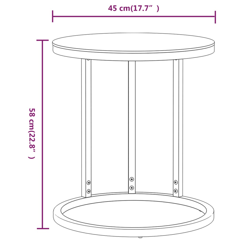 vidaXL Mesa auxiliar vidrio templado transparente y dorado 45 cm