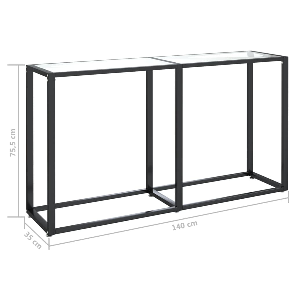 vidaXL Mesa consola vidrio templado transparente 140x35x75,5cm